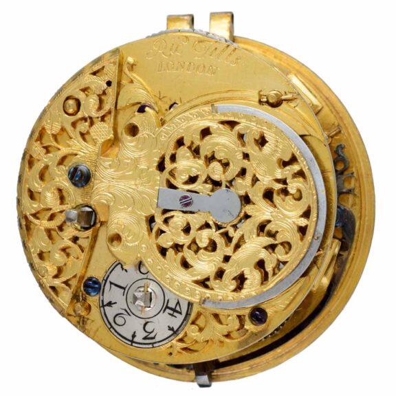 A large silver English verge with silver champlevé dial Circa 1700 A large silver English verge with silver champlevé dial Circa 1700