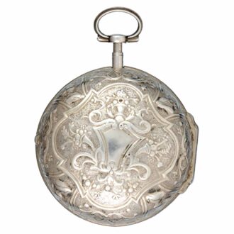 English single handed verge alarm in silver pair cases Circa 1700