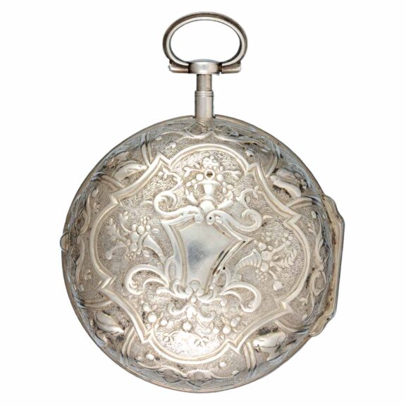 English single handed verge alarm in silver pair cases Circa 1700 English single handed verge alarm in silver pair cases Circa 1700