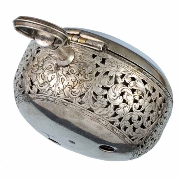 English single handed verge alarm in silver pair cases Circa 1700 English single handed verge alarm in silver pair cases Circa 1700