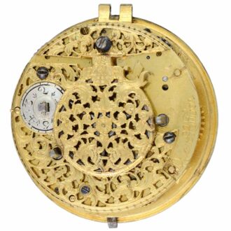 English single handed verge alarm in silver pair cases Circa 1700