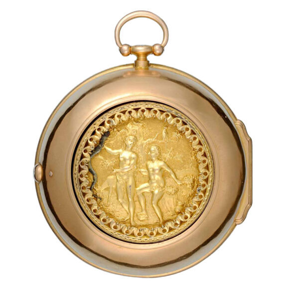 Rare English gold verge with automated scene Circa 1730 Rare English gold verge with automated scene Circa 1730