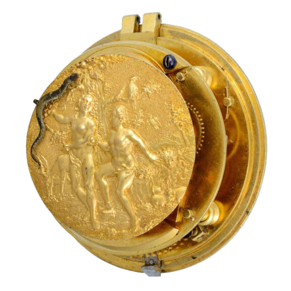 Rare English gold verge with automated scene Circa 1730 Rare English gold verge with automated scene Circa 1730