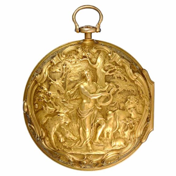English verge in a gold repousse pair cases by Moser Circa 1744
