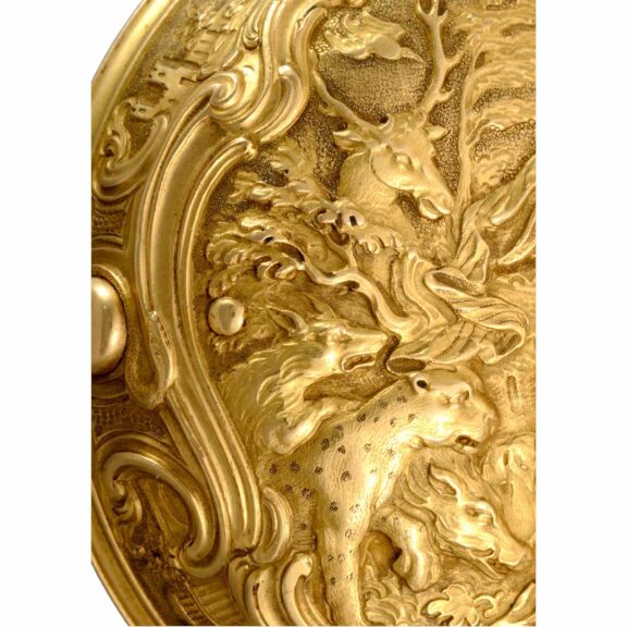 English verge in a gold repousse pair cases by Moser Circa 1744 English verge in a gold repousse pair cases by Moser Circa 1744