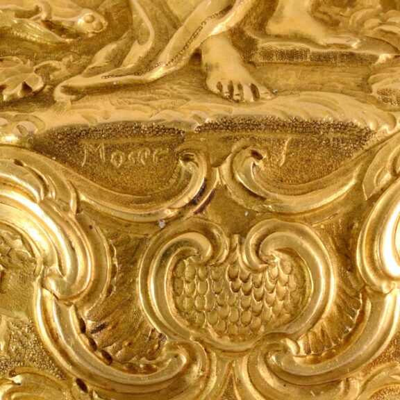 English verge in a gold repousse pair cases by Moser Circa 1744 English verge in a gold repousse pair cases by Moser Circa 1744