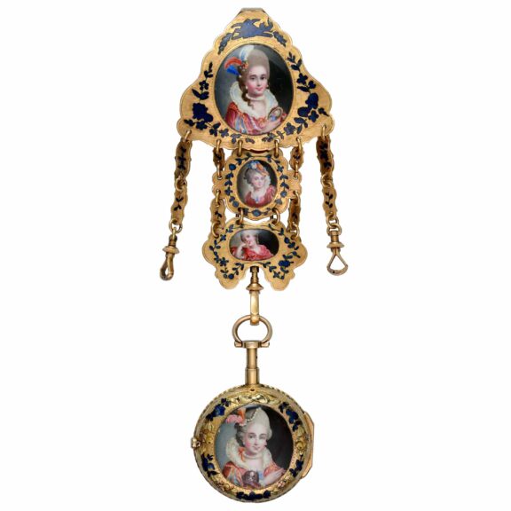 A French quarter repeating verge with chatelaine Circa 1750