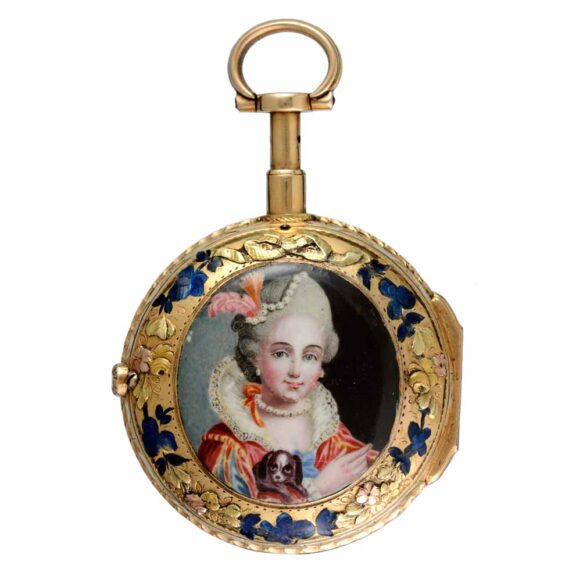 A French quarter repeating verge with chatelaine Circa 1750 A French quarter repeating verge with chatelaine Circa 1750