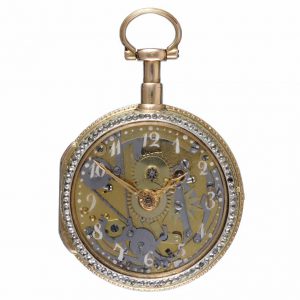 A skeletonised quarter repeating verge with glass dial Circa 1760