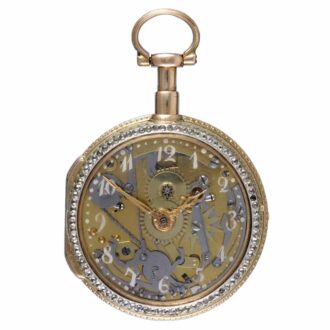 A skeletonised quarter repeating verge with glass dial Circa 1760