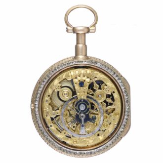 A skeletonised quarter repeating verge with glass dial Circa 1760