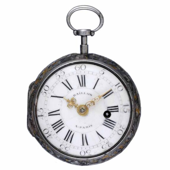 A French verge in a chased steel and gilt consular case Circa 1760 A French verge in a chased steel and gilt consular case Circa 1760