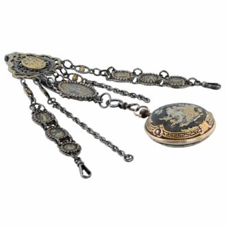 A rare gold decorated watch and matching chatelaine Circa 1760