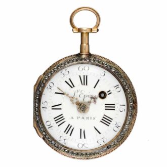 French four colour gold and stone set verge watch Circa 1770