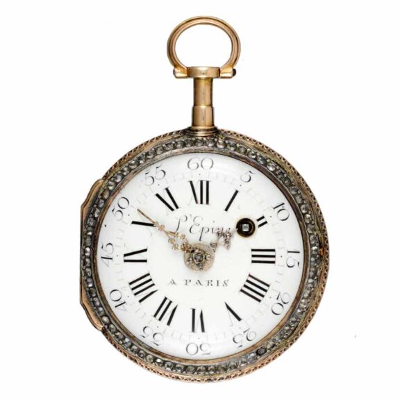 French four colour gold and stone set verge watch Circa 1770 French four colour gold and stone set verge watch Circa 1770