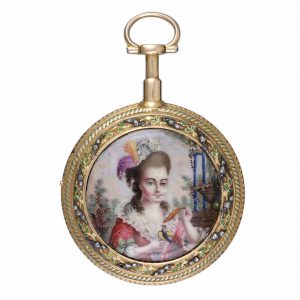 A French gold and enamel quarter repeating cylinder Circa 1780