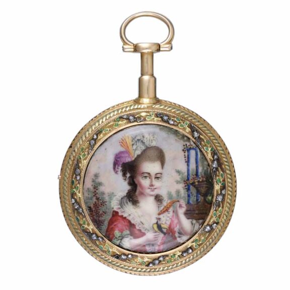 A French gold and enamel quarter repeating cylinder Circa 1780