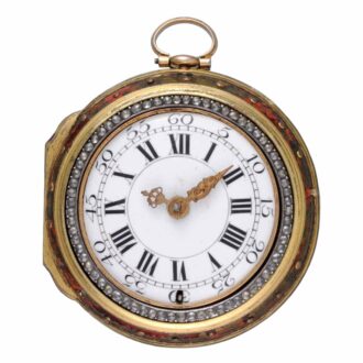 A French gold, enamel triple cased verge pocket watch Circa 1780