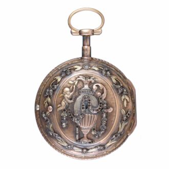 A verge in a stone set three colour gold consular case Circa 1780