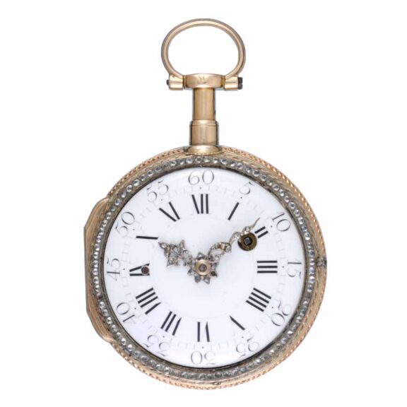A French gold quarter repeating verge pocket watch Circa 1780 A French gold quarter repeating verge pocket watch Circa 1780