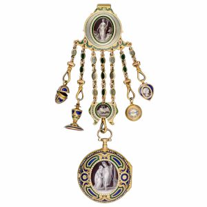 An Irish gold and enamel verge watch and chatelaine Circa 1775