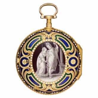 An Irish gold and enamel verge watch and chatelaine Circa 1775 An Irish gold and enamel verge watch and chatelaine Circa 1775