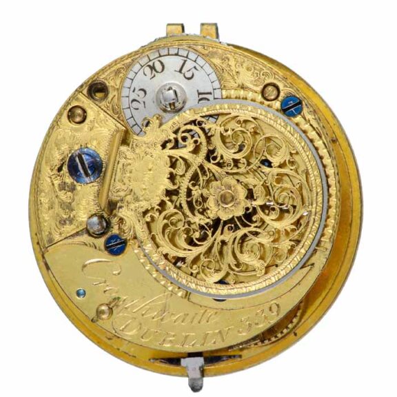 An Irish gold and enamel verge watch and chatelaine Circa 1775 An Irish gold and enamel verge watch and chatelaine Circa 1775