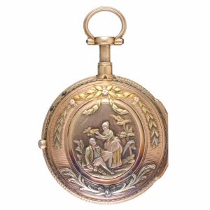 A Swiss three colour gold quarter repeating verge Circa 1780