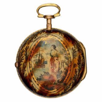 Verge in gilt metal and underpainted horn pair cases Circa 1780