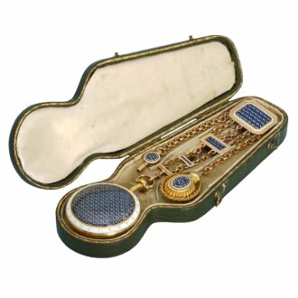 A fine English gold and enamel watch and chatelaine Circa 1780