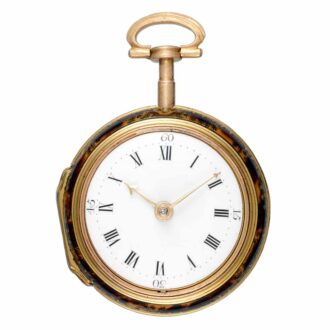 An English verge in underpainted horn gilt pair cases Circa 1780