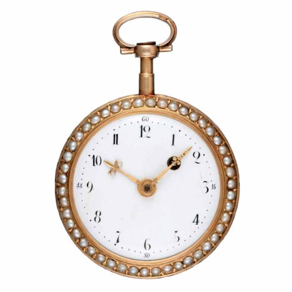 Austrian pearl set gold and enamel verge pocket watch Circa 1790 Austrian pearl set gold and enamel verge pocket watch Circa 1790