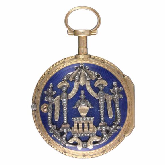 French diamond set gold and enamel pocket watch Circa 1790