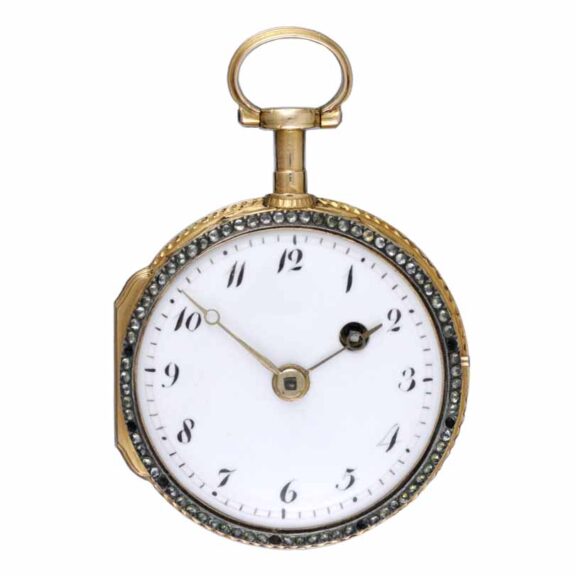 French diamond set gold and enamel pocket watch Circa 1790 French diamond set gold and enamel pocket watch Circa 1790