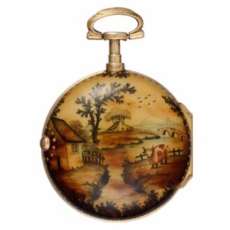 English verge in gilt and underpainted horn pair cases Circa 1790