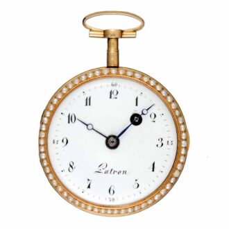 A Swiss verge in a pearl set gold and enamel case Circa 1790