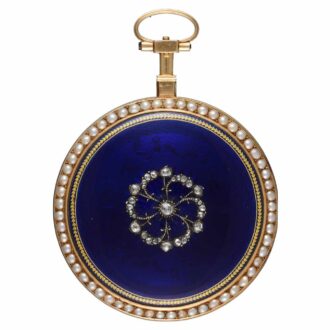 Swiss pearl and diamond set gold verge pocket watch Circa 1790