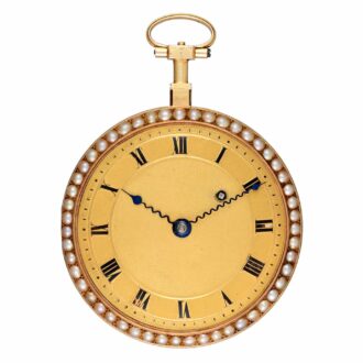 Swiss pearl and diamond set gold verge pocket watch Circa 1790