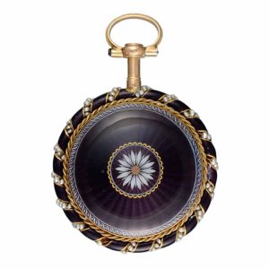 A French verge in a pearl set gold and enamel case Circa 1790