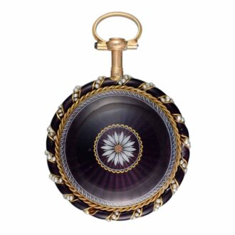 A French verge in a pearl set gold and enamel case Circa 1790