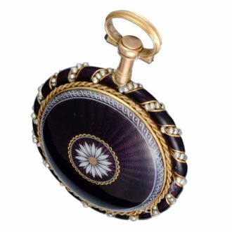 A French verge in a pearl set gold and enamel case Circa 1790