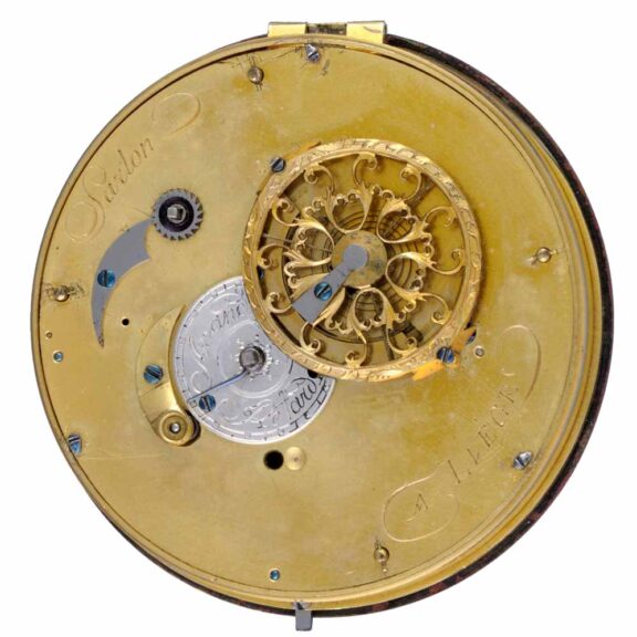 A silver Belgian centre seconds verge with calendar Circa 1795 A silver Belgian centre seconds verge with calendar Circa 1795
