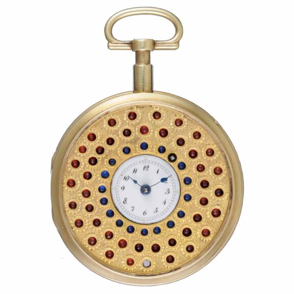 A gilt verge pocket watch with unusual paste set dial Circa 1800
