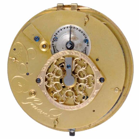 A gilt verge pocket watch with unusual paste set dial Circa 1800 A gilt verge pocket watch with unusual paste set dial Circa 1800