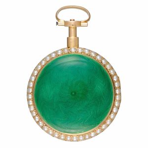 French verge in a pearl set gold and enamel case Circa 1800