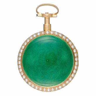 French verge in a pearl set gold and enamel case Circa 1800