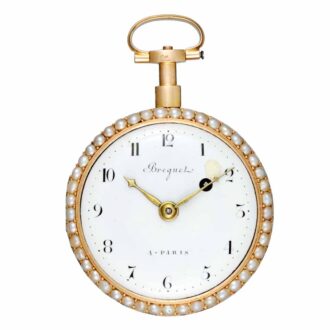 French verge in a pearl set gold and enamel case Circa 1800