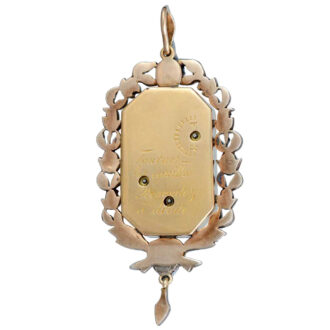 Swiss gold gem-set watch with matching chatelaine Circa 1800 Swiss gold gem-set watch with matching chatelaine Circa 1800