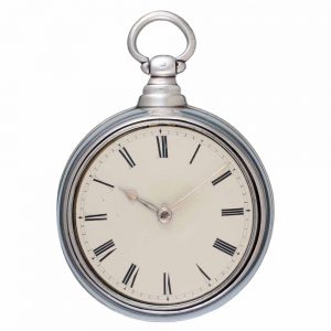 An English rack lever pocket watch in silver pair cases Circa 1810