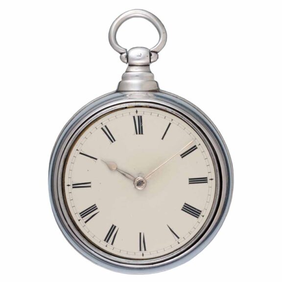 An English rack lever pocket watch in silver pair cases Circa 1810
